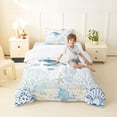 thumbnail image 4 of jejeloiu Watercolor Sea Turtle Twin Comforter Sets,Coral Fish Print Bedding Set For Boys,Blue White,2-Piece,1 Comforter and 1 Pillowcase, 4 of 7