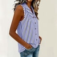 thumbnail image 4 of Dvprdro Womens Cotton Striped Top Collared Sleeveless Button Front Loose Fit Summer Casual Shirt, 4 of 8