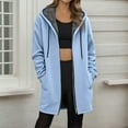 thumbnail image 2 of Women's Casual Oversized Jackets Zip Up Solid Color Hooded Coat Fall Drawstring Lightweight Outerwear with Pockets, 2 of 5