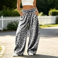 thumbnail image 3 of Women Leopard Sweatpants Baggy Wide Leg Pants Fall Y2K Lounge Sweat Pants with Pockets,Straight Leg, Pull on, Gym,Gray,XL, 3 of 10
