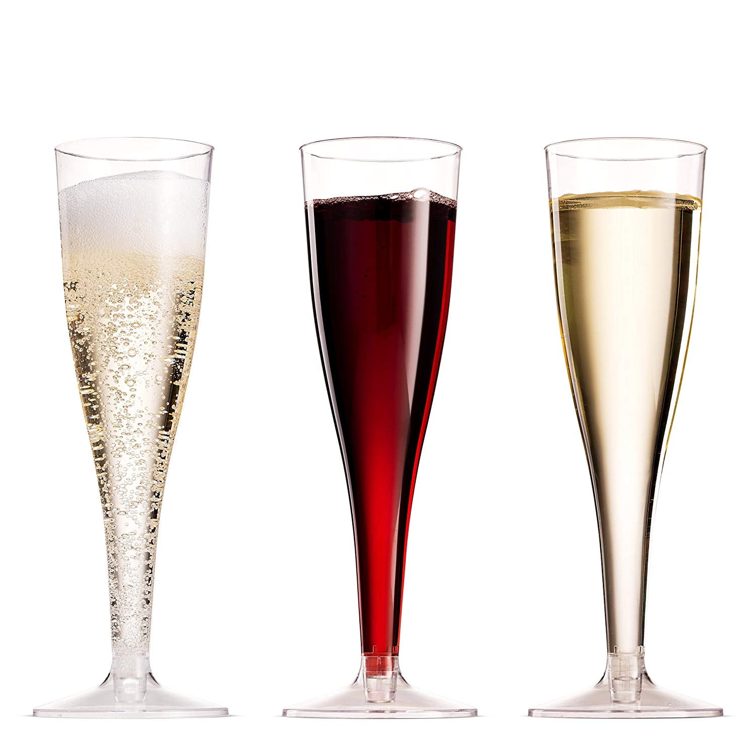 Clear Glass Height 16 cm Champagne Flutes Pack of 50 Disposable Plastic Champagne Flutes 0.1 l Shatterproof 