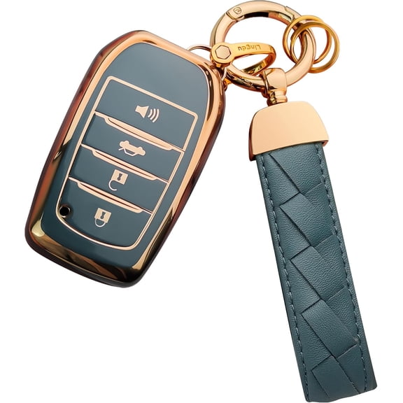 Key Fob Cover Compatible with Toyota Camry 4Runner Land Cruiser Mirai Venza RAV4 Prime Sienna Fortuner Corolla Highlander Grand Prius 2018-2026 4 Button Keychain Case Holder Protector,Blue,4 Buttons