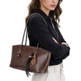 thumbnail image 3 of Spencer Women Lady Large Tote Bag Handbags PU Leather Hobo Shoulder Bags Top Handle Satchel Purse, Coffee, 3 of 9