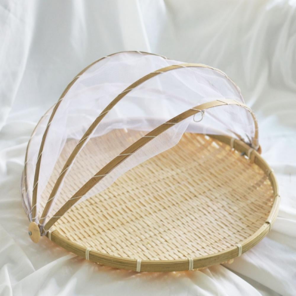 Woven Bamboo Basket Cake Bread Nuts Plate Vegetable Fruit Storage Container 