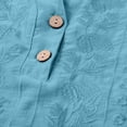 thumbnail image 6 of Womens 3/4 Sleeve Tops Cotton Linen Shirts Embroidered V Neck Button Boho Blouses Loose Fit Dressy Casual Tunic Top,Sky Blue,M, 6 of 7