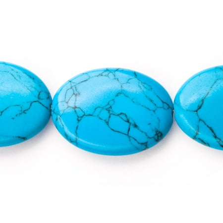 - Flat Man Made Turquoise Oval Beads Semi Precious Gemstones Size: 31x23mm Crystal Energy Stone Healing Power for Jewelry Making