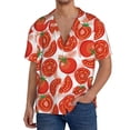 thumbnail image 3 of Wukai Tomatoes Men's Casual Short-Sleeve Button Down Shirt - Lightweight Summer Dress Shirt for Daily Wear-Large, 3 of 7