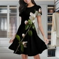 thumbnail image 2 of Apple Blossoms Dark Background Beauty Women's Classic Swing Skater Dress Casual Work Party Cocktail Dresses, 2 of 6