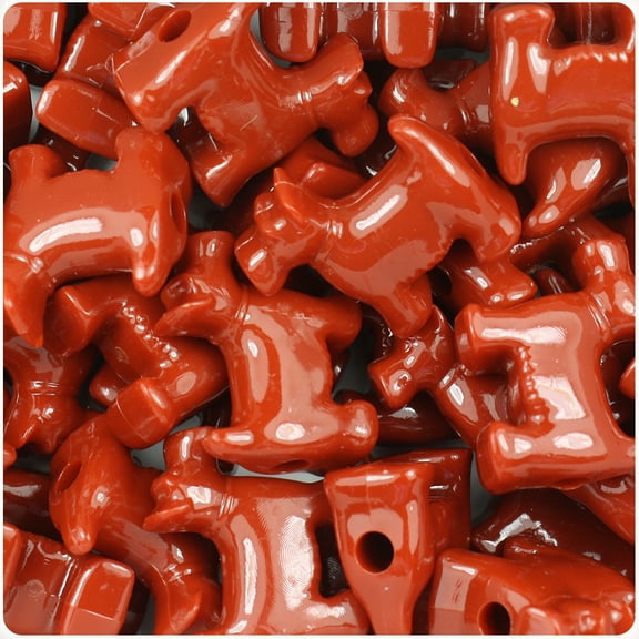 BeadTin Rust Opaque 24mm Scotty Dog Pony Beads (24pcs)