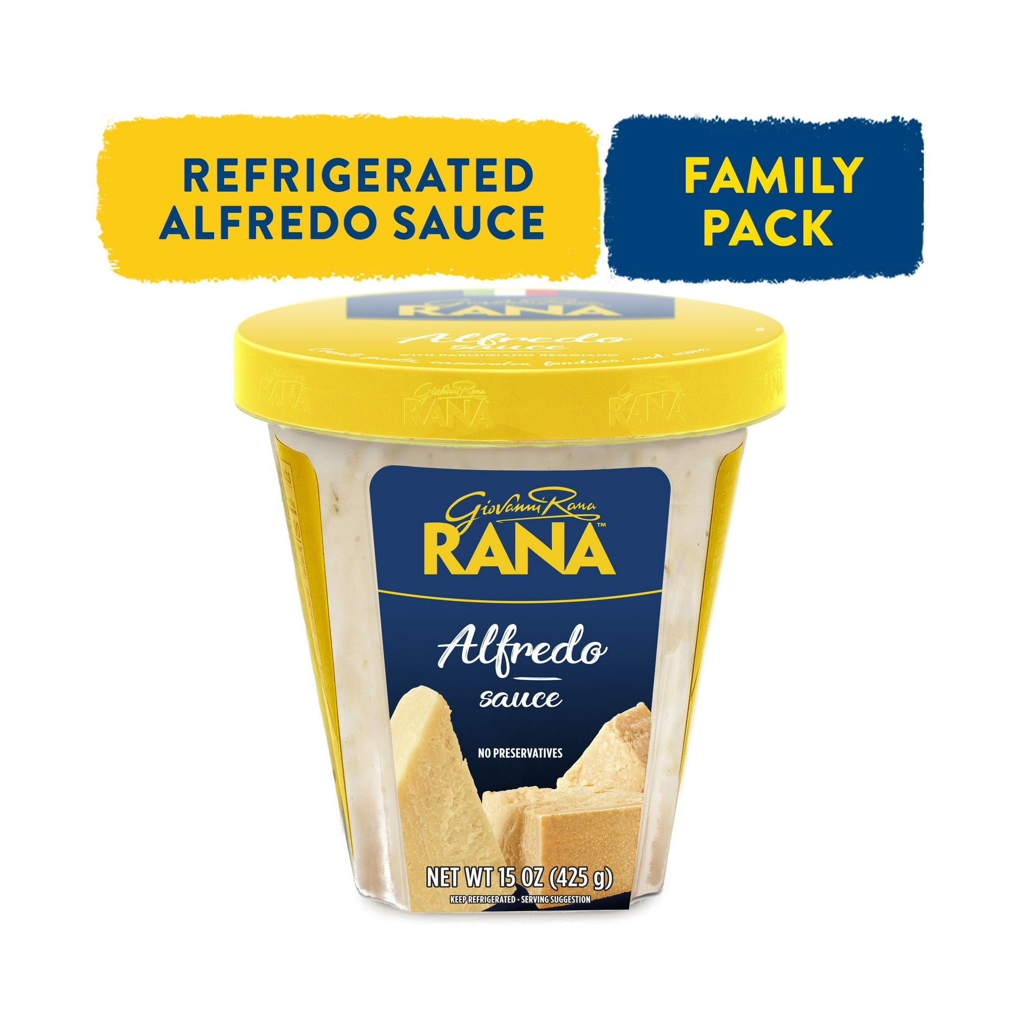 Giovanni Rana Alfredo Premium Pasta Topping Jar (Family Size, 15oz), Serving Size, 1, Refrigerated