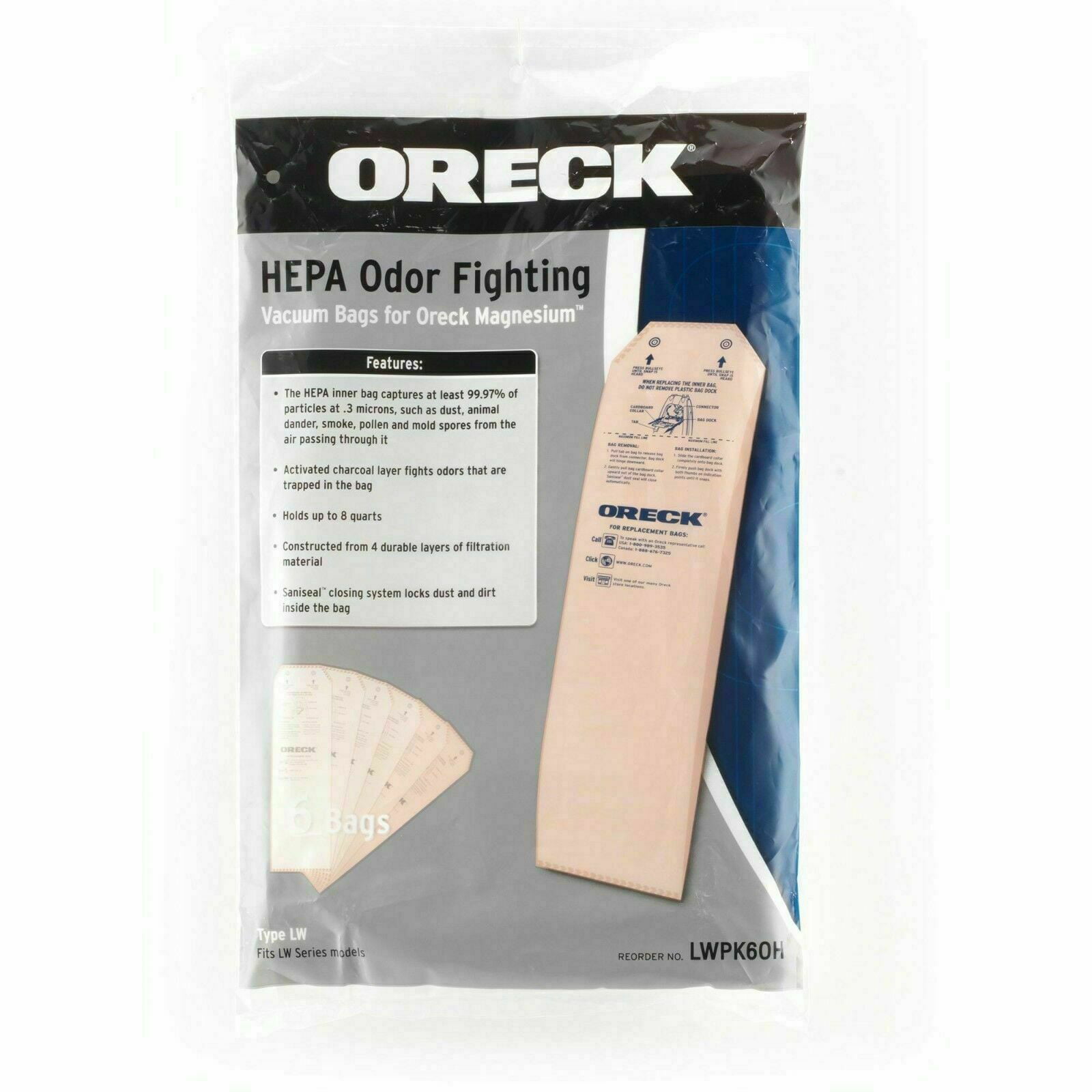 8pk Oreck Edge Halo Paper bags for Upright Part HB8PKOH 