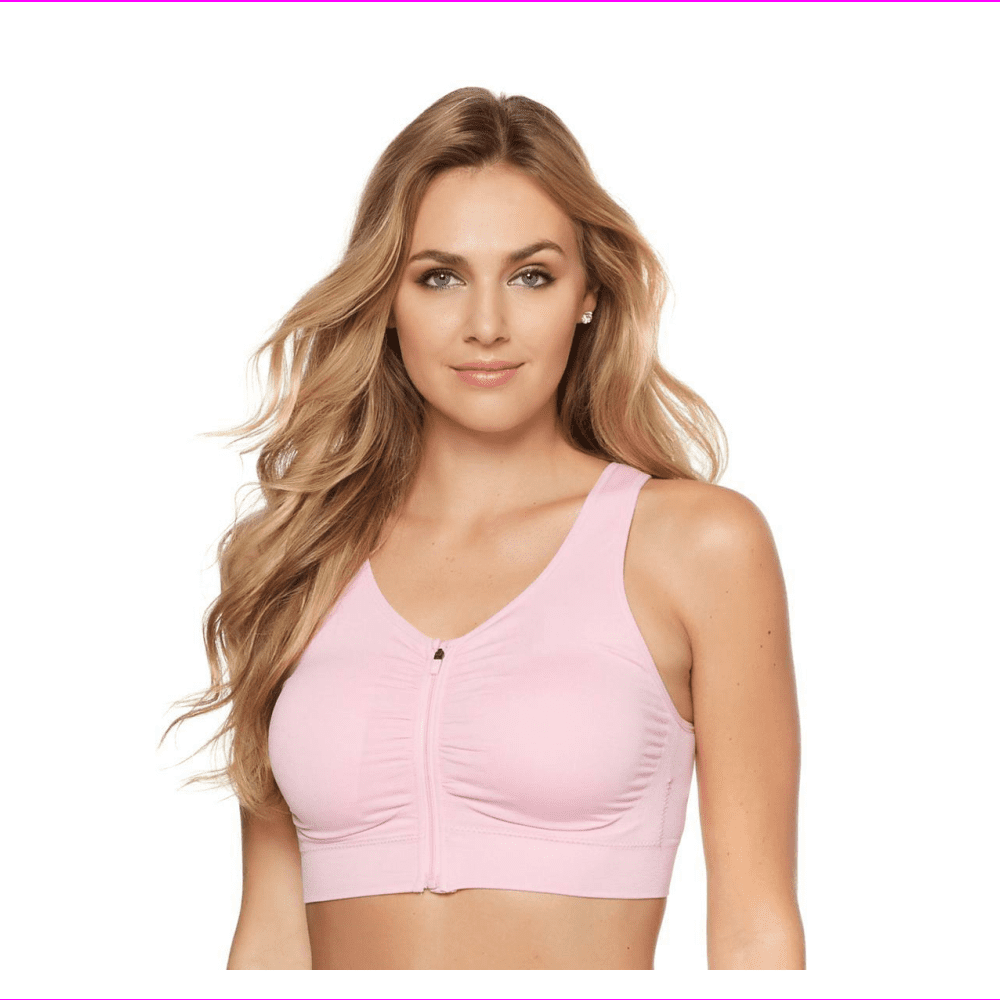 Rhonda Shear Rhonda Shear Cushioned Strap ZipFront Bra in Pink
