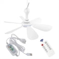 thumbnail image 1 of Ventilador de Techo Silencioso 6 Hojas, Alimentado por USB, con Control Remoto, Temporizador, Colgante 4 Velocidades para Dormitorio Cama Camping, 1 of 5