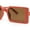 Orange - Brown, variant on Kids Size Square Rectangle Thin Plastic Mod Fashion Minimal Sunglasses Sky Blue - Brown