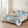 thumbnail image 2 of Twin XL Quilt Set 68''x98'', Coastal Sunflower Lightweight Summer Bedspread Coverlet Set with 2 Pillow Shams, Blue Summer Beach Starfish Shell Breathable All Season Quilt Bedding for Dorm/Guest Room, 2 of 9