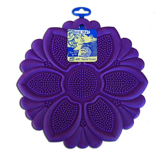 Talisman Designs Silicone Nonslip Grip Silicone Hot Pad & Trivet, Set of 1, Purple