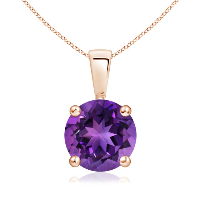 Angara Collier en Améthyste Naturelle - Pendentif Solitaire en Améthyste Rond à Griffes 1,7 ct en Or Rose 14K pour Femmes