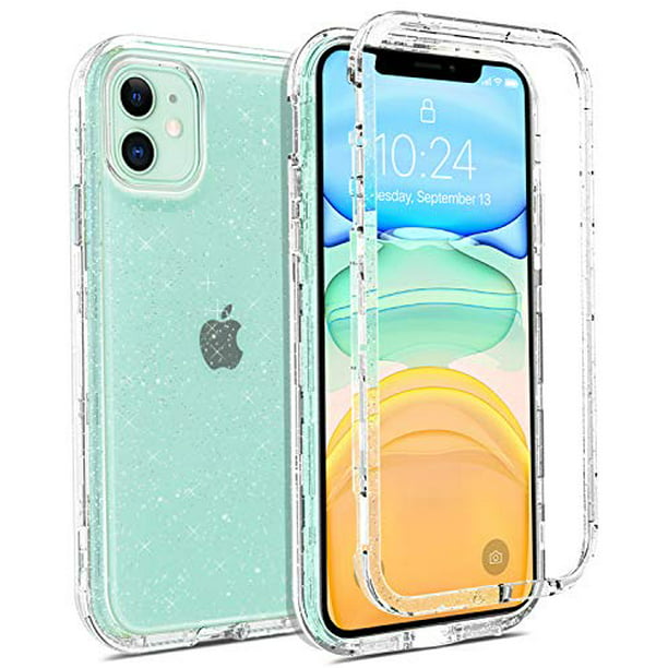 Coolwee Crystal Glitter Full Protective Case For Iphone 11 Heavy Duty Hybrid 3 In 1 Rugged Shockproof Women Girls Transparent For Apple Iphone 11 6 1 Inch Shiny Clear Bling Sparkle Walmart Com Walmart Com