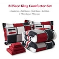 thumbnail image 6 of Jessy Home King 7 Piece Comforter Set Red White Plaid Bedding Set Bed in a Bag with Flat Sheet and Fitted Sheet, Pillowcases & Shams, 6 of 8