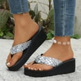 thumbnail image 5 of Miluxas Flip Flops for Women Platform Wedge Beach Bling Rhinestone Sandals Silver 5.5(36), 5 of 9
