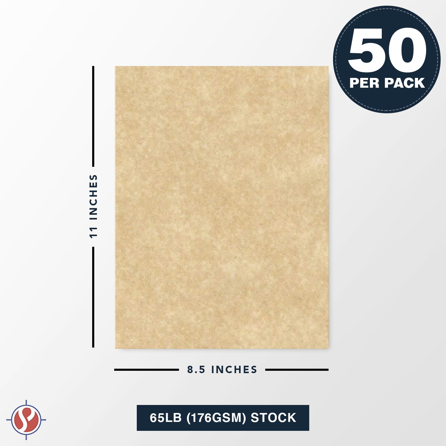 Aged Stationery Parchment Cardstock Paper - Great for Writing, Certificates, Menus and Wedding Invitations | 65lb Cover (176GSM) | 8.5 x 11" | 50 Sheets per Pack