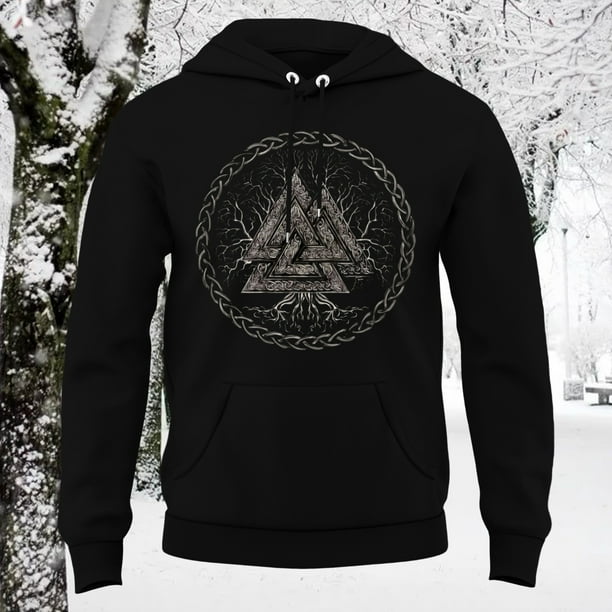 MHFRRA Sudadera con Capucha de Mitología Nórdica con Diseño Estampado de Dioses Nórdicos Negro