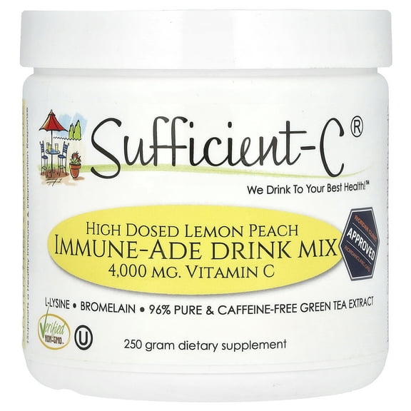 Sufficient C High Dosed Immune-Ade Drink Mix, Lemon Peach, 250 g