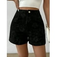 thumbnail image 4 of Women'S Floral Jacquard Shorts High Waisted Boho Summer Shorts with Pocket Black M, 4 of 8