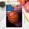 thumbnail image 4 of FMSHPON American Flag Basketball Sports Clipboard Hardboard Wood Nursing Clip Board and Pull for Standard A4 Letter 13x9 inches, 4 of 5