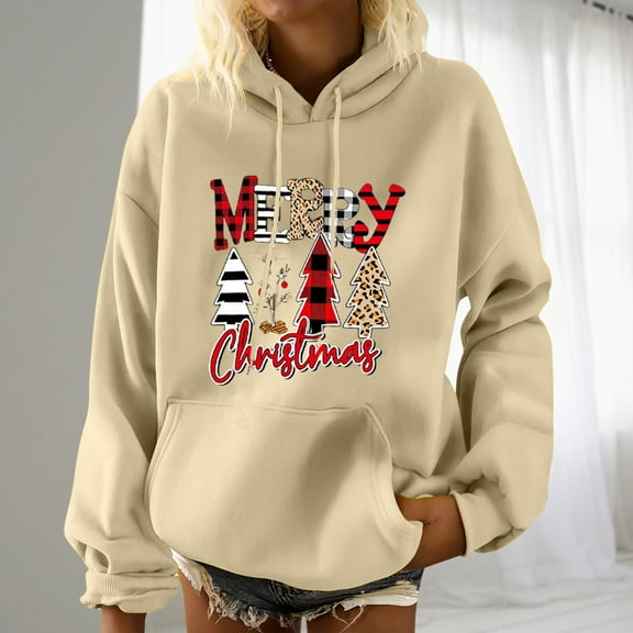 Augper Christmas Hoodies for Women 2023 Long Sleeve Hooded Sweatshirt Dress Snowman Print Loose Pullover with Pockets