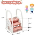 thumbnail image 3 of Rugerasy Toddler 3 Step Stool, Adjustable Toddler Stool for Bathroom Sink, Kids Step Stool with Wide Non Slip Pedals, Safety Handrails, Children Standing Tower Learning Helper,Pink, 3 of 8