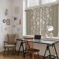 thumbnail image 5 of Japanese Tier Curtains 54 Inch Length, Grey Simple Traditional Flowers Leaves Pattern Cafe Short Curtains for Bathroom Over Sink, Small Kitchen Curtain Light Filtering Drapes 2 Panels 27.5"Wx54"L, 5 of 8