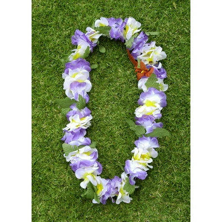 #22 Purple /white, yellow full lei