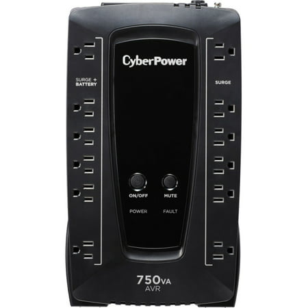 CyberPower AVR Series AVRG750U 750VA 450W Desktop UPS with AVR and USB - 750 VA/450 W - 2.50 Minute - Desktop - 2.50 Minute - 12 x NEMA 5-15R - Surge, EMI,
