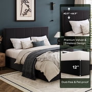 Einfach Queen Size Bed Frame, Upholstered Platform Bed with Height Adjustable Headboard, Easy Assembly, Noise-Free, Black