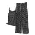 thumbnail image 2 of Women's Stripe Loungewear Set Camisole Tops Drawstring Wide Leg Pants Matching Sets Soft Comfortable Breathable Sleepwear Pajamas Outfits Gray S, 2 of 5