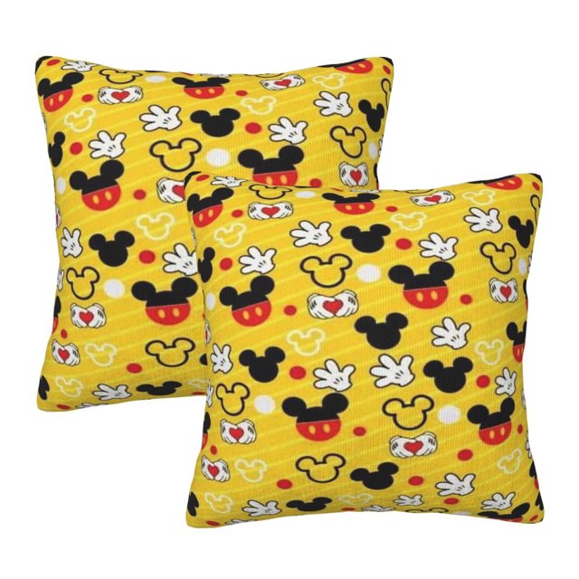 Fundas de almohada de Mickey Mouse, paquete de 2 fundas de almohada para sofá cama, sala de estar, 18" x 18"