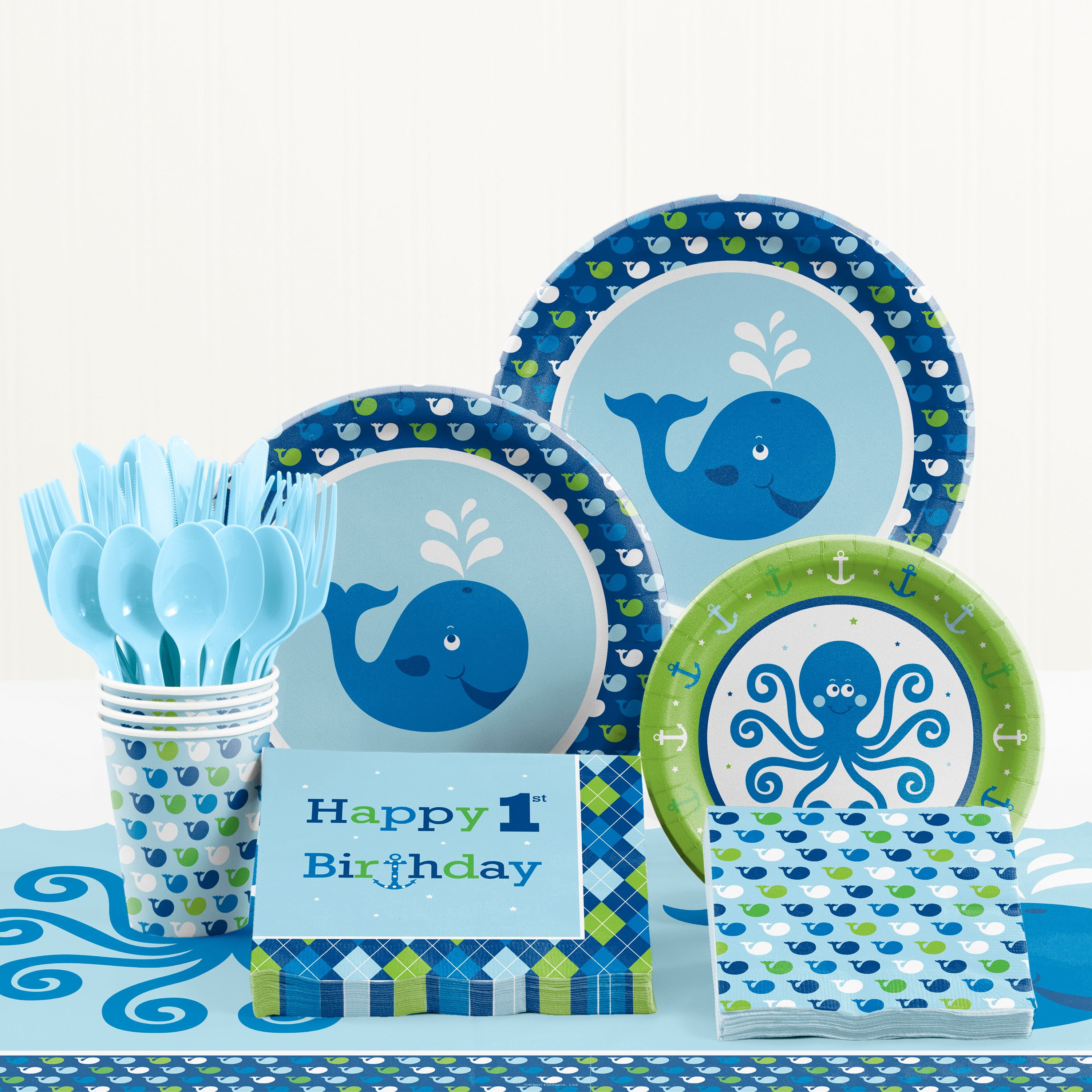 Ocean Preppy 1st Birthday Party Supplies Kit