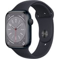thumbnail image 1 of Pre-Owned Apple Watch 8 GPS 45 mm Silver Aluminum Case with Midnight Sport Watch Band, 1 Pack, 1 of 1