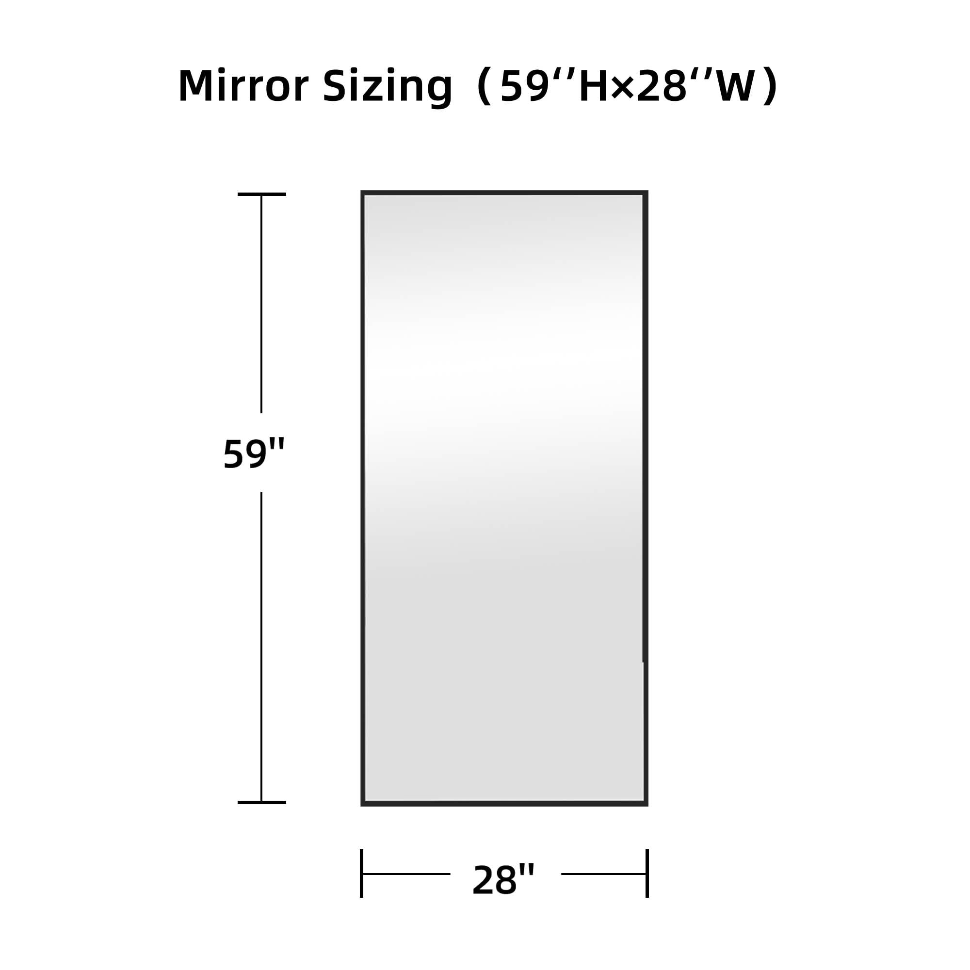 MAYEERTY 59x28x1 Inch Black Thin Edge Aluminum Right Angle Rectangular Full Length Mirror with Stand for Bedroom