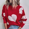 thumbnail image 1 of Pntutb Suéter de cuello redondo para mujer Suéter suelto de manga larga de otoño e invierno Amor Tops de ocio Pntutb Pntutb-1232, 1 of 9