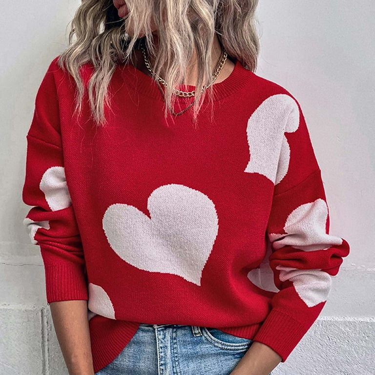 Pullover Sweater Heart, Women Sweaters Heart Sleeve