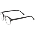 thumbnail image 3 of Retro Horn Rimmed Metal Nose Bridge Clear Lens Half Frame Eyeglasses 49mm (Black-Gunmetal / Clear), 3 of 4