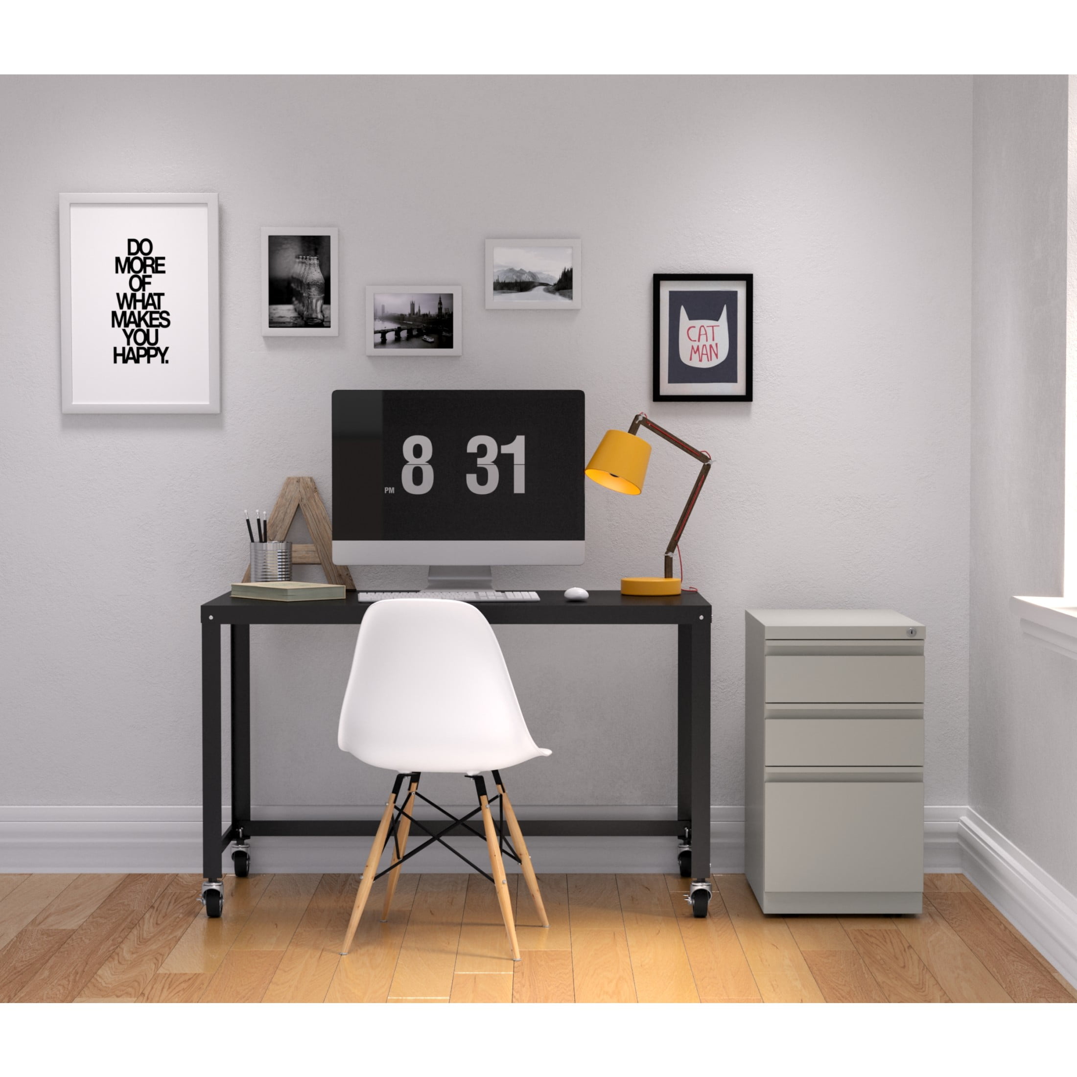 Hirsh 23" Deep Mobile Pedestal File Cabinet 3 Drawer Box-Box-File, Letter Width, Gray