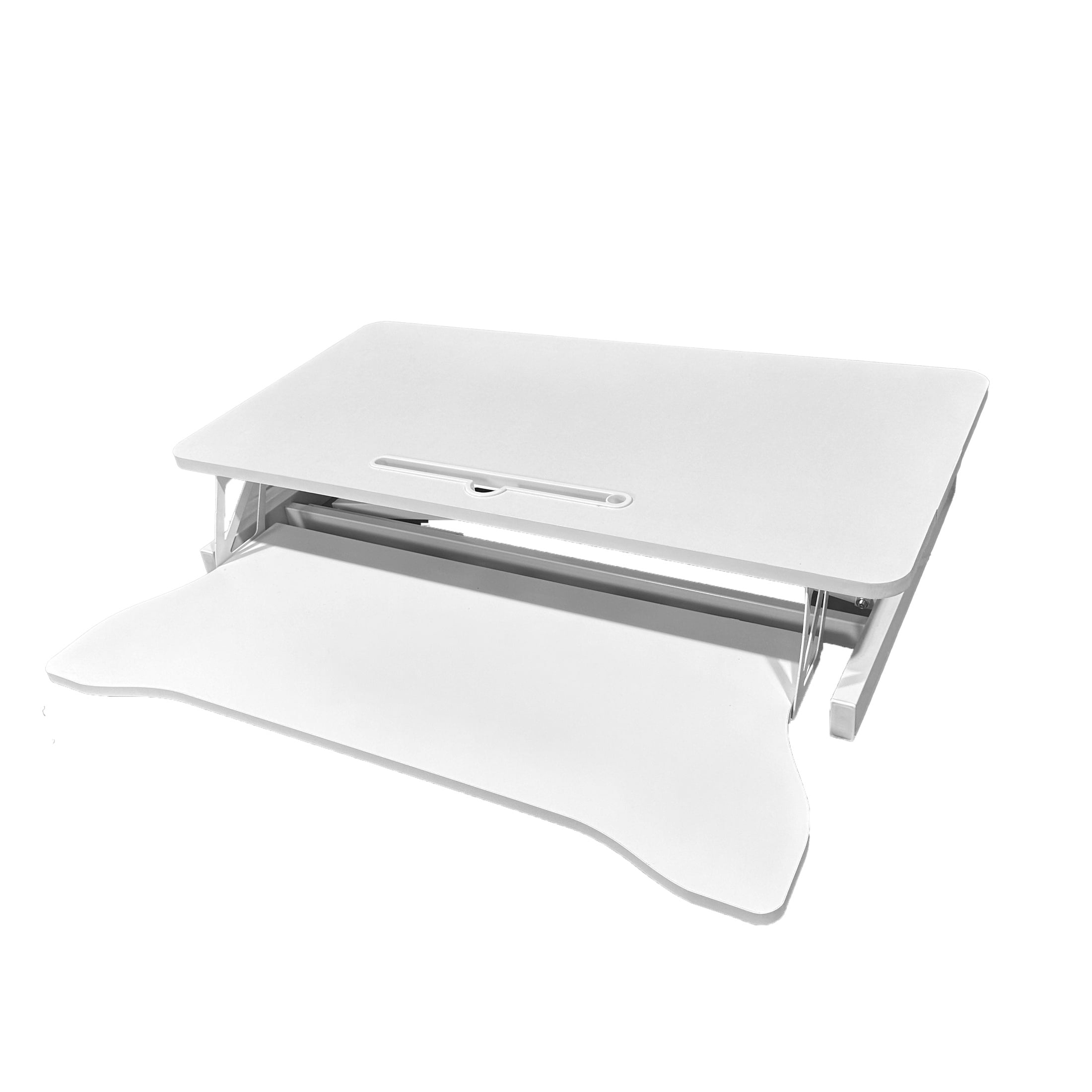 PORKISS Desk Converter, Height Adjustable Standing Desk Converter, Laptop Workstation with Keyboard Tray, White