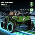 thumbnail image 4 of Hikiddo 24V 4WD Ride on Toys, 2-Seater Ride on Truck Electric Car for Big Kids with Remote, Bluetooth -Army Green, 4 of 10