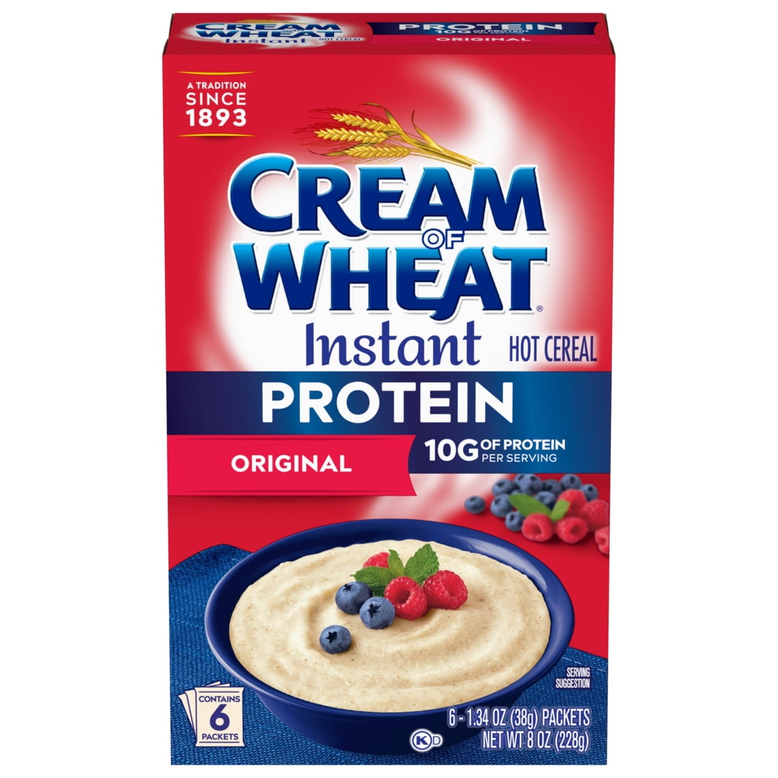 Cream of Wheat Protein Instant Original Hot Cereal, Hot Breakfast Cereal, 8 oz, 6 Packets