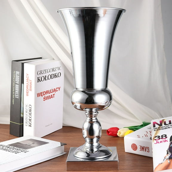 WEAVILUX Metal Vase for Wedding Centerpieces, Table Decor for Homeowners, Elegant Wedding Table Vase, 1 Set