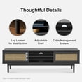 thumbnail image 6 of mopio Haylee TV Stand, Modern Farmhouse Television Stand for 55/60/65 inch TV, Natural Rattan Boho Entertainment Center with Storage, Media Console Credenza Table for Living Room, Bedroom (Black 59"), 6 of 10