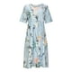 thumbnail image 5 of Vestidos estampados florales plegables de manga corta con cuello redondo informal de verano para mujer Fridja bnh2908, 5 of 9